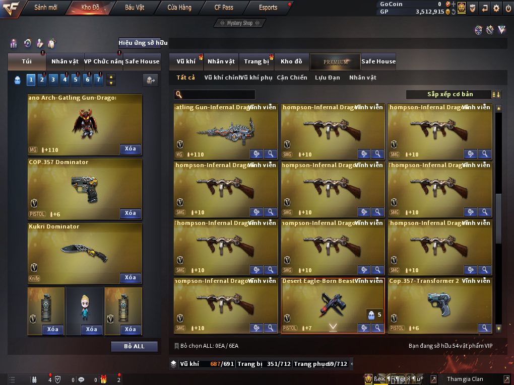 Cho ACC CF Trắng Full súng 2025